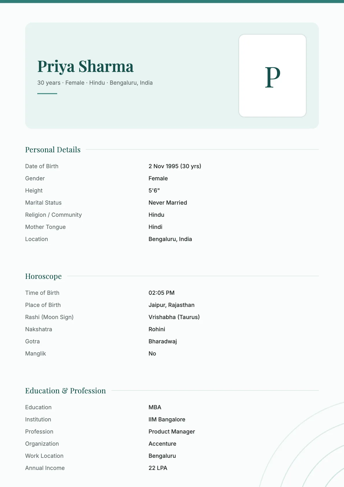 Modern Portrait Biodata Template in Deep Teal